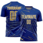 Uniform Custom Sports Royal Jersey Lines Soccer Old Gold-White Sublimation Uniform Custom Sports Royal Jersey Lines Soccer Old Gold-White Sublimation